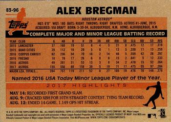 2018 Topps - 1983 Topps Baseball 35th Anniversary Blue #83-96 Alex Bregman Back