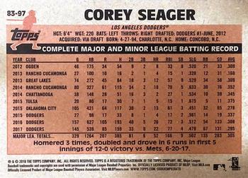 2018 Topps - 1983 Topps Baseball 35th Anniversary Blue #83-97 Corey Seager Back