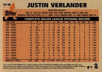 2018 Topps - 1983 Topps Baseball 35th Anniversary Blue #83-98 Justin Verlander Back