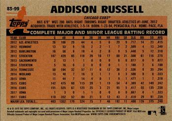 2018 Topps - 1983 Topps Baseball 35th Anniversary Blue #83-99 Addison Russell Back