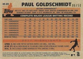 2018 Topps - 1983 Topps Baseball 35th Anniversary Gold #83-83 Paul Goldschmidt Back