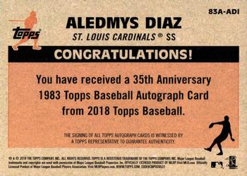 2018 Topps - 1983 Topps Baseball 35th Anniversary Autographs (Series One) #83A-ADI Aledmys Diaz Back