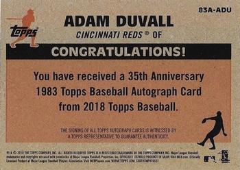 2018 Topps - 1983 Topps Baseball 35th Anniversary Autographs (Series One) #83A-ADU Adam Duvall Back