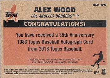 2018 Topps - 1983 Topps Baseball 35th Anniversary Autographs (Series One) #83A-AW Alex Wood Back