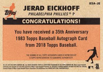 2018 Topps - 1983 Topps Baseball 35th Anniversary Autographs (Series One) #83A-JE Jerad Eickhoff Back