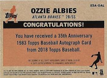 2018 Topps - 1983 Topps Baseball 35th Anniversary Autographs (Series One) #83A-OAL Ozzie Albies Back