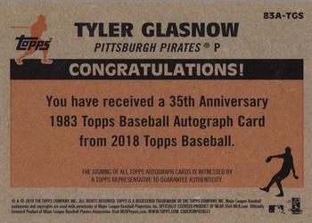 2018 Topps - 1983 Topps Baseball 35th Anniversary Autographs (Series One) #83A-TGS Tyler Glasnow Back