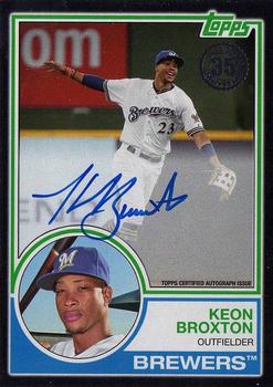 2018 Topps - 1983 Topps Baseball 35th Anniversary Autographs Black (Series One) #83A-KBO Keon Broxton Front