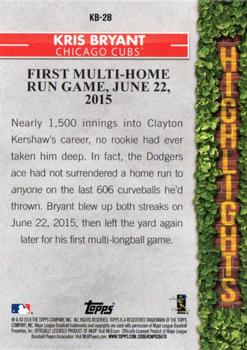2018 Topps - Kris Bryant Highlights #KB-28 Kris Bryant Back