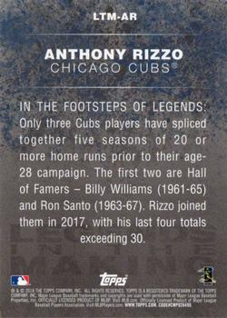2018 Topps - Legends in the Making (Series 1) #LTM-AR Anthony Rizzo Back