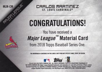 2018 Topps - Major League Material Relics (Series 1) #MLM-CM Carlos Martinez Back