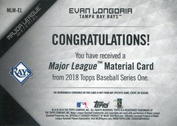 2018 Topps - Major League Material Relics (Series 1) #MLM-EL Evan Longoria Back