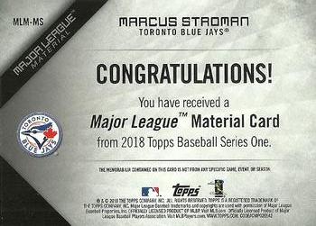 2018 Topps - Major League Material Relics (Series 1) #MLM-MS Marcus Stroman Back