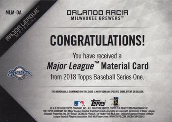 2018 Topps - Major League Material Relics (Series 1) #MLM-OA Orlando Arcia Back