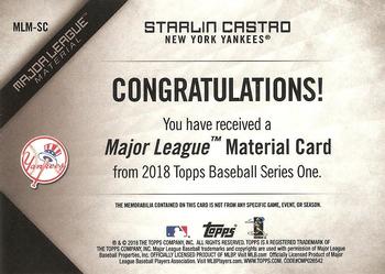 2018 Topps - Major League Material Relics (Series 1) #MLM-SC Starlin Castro Back