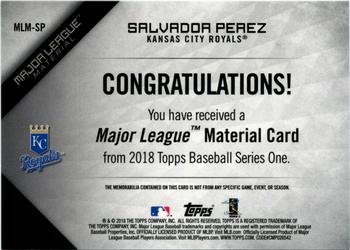 2018 Topps - Major League Material Relics (Series 1) #MLM-SP Salvador Perez Back