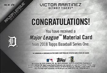 2018 Topps - Major League Material Relics (Series 1) #MLM-VM Victor Martinez Back
