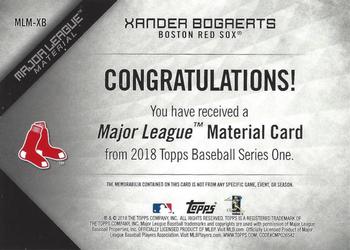2018 Topps - Major League Material Relics (Series 1) #MLM-XB Xander Bogaerts Back