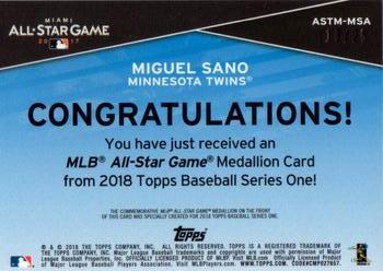 2018 Topps - MLB All-Star Game Manufactured Medallion Relics Red #ASTM-MSA Miguel Sano Back