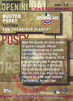2018 Topps - MLB Opening Day #OD-13 Buster Posey Back
