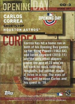 2018 Topps - MLB Opening Day Blue #OD-3 Carlos Correa Back