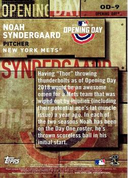 2018 Topps - MLB Opening Day Blue #OD-9 Noah Syndergaard Back