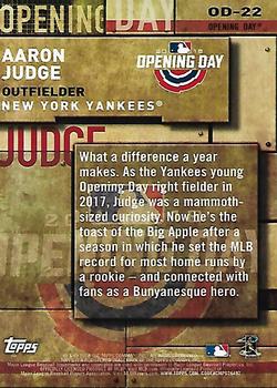 2018 Topps - MLB Opening Day Blue #OD-22 Aaron Judge Back
