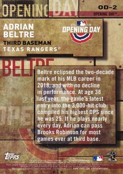 2018 Topps - MLB Opening Day Black #OD-2 Adrian Beltre Back