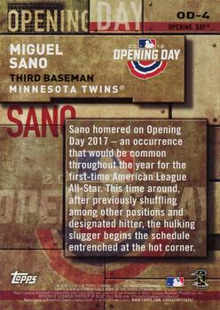 2018 Topps - MLB Opening Day Black #OD-4 Miguel Sano Back