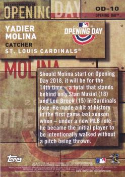 2018 Topps - MLB Opening Day Black #OD-10 Yadier Molina Back