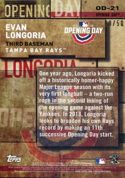 2018 Topps - MLB Opening Day Gold #OD-21 Evan Longoria Back