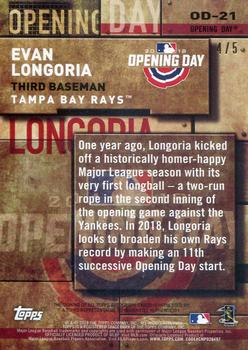 2018 Topps - MLB Opening Day Autographs #ODA-EL Evan Longoria Back