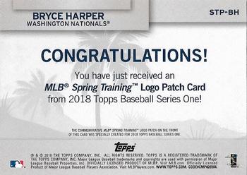 2018 Topps - MLB Spring Training Logo Manufactured Patch Relics #STP-BH Bryce Harper Back