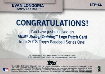 2018 Topps - MLB Spring Training Logo Manufactured Patch Relics #STP-EL Evan Longoria Back