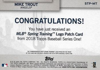 2018 Topps - MLB Spring Training Logo Manufactured Patch Relics #STP-MT Mike Trout Back