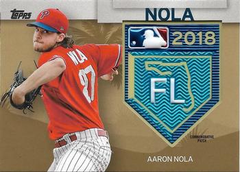 2018 Topps - MLB Spring Training Logo Manufactured Patch Relics Gold #STP-AN Aaron Nola Front