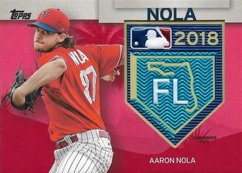 2018 Topps - MLB Spring Training Logo Manufactured Patch Relics Red #STP-AN Aaron Nola Front