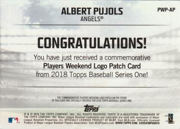 2018 Topps - Players Weekend Patch #PWP-AP Albert Pujols Back