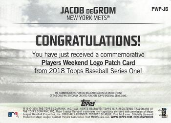 2018 Topps - Players Weekend Patch #PWP-JG Jacob deGrom Back