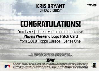 2018 Topps - Players Weekend Patch #PWP-KB Kris Bryant Back
