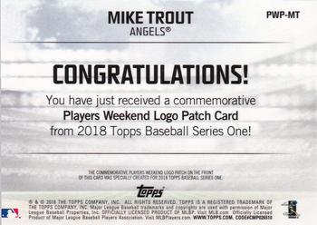 2018 Topps - Players Weekend Patch #PWP-MT Mike Trout Back