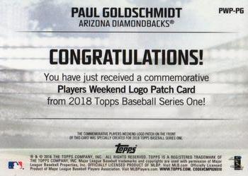 2018 Topps - Players Weekend Patch #PWP-PG Paul Goldschmidt Back