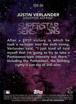 2018 Topps - Superstar Sensations #SSS-26 Justin Verlander Back