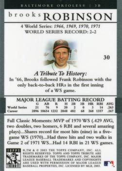 2003 Topps Tribute World Series #30 Brooks Robinson Back