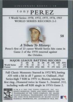 2003 Topps Tribute World Series #58 Tony Perez Back