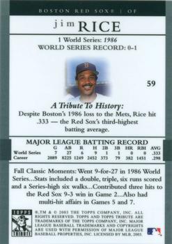2003 Topps Tribute World Series #59 Jim Rice Back