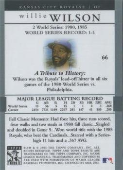 2003 Topps Tribute World Series #66 Willie Wilson Back