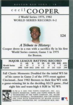2003 Topps Tribute World Series #124 Cecil Cooper Back
