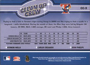 2004 Leaf - Clean Up Crew #CC-3 Vernon Wells / Carlos Delgado / Josh Phelps Back