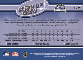 2004 Leaf - Clean Up Crew #CC-9 Todd Helton / Preston Wilson / Larry Walker Back